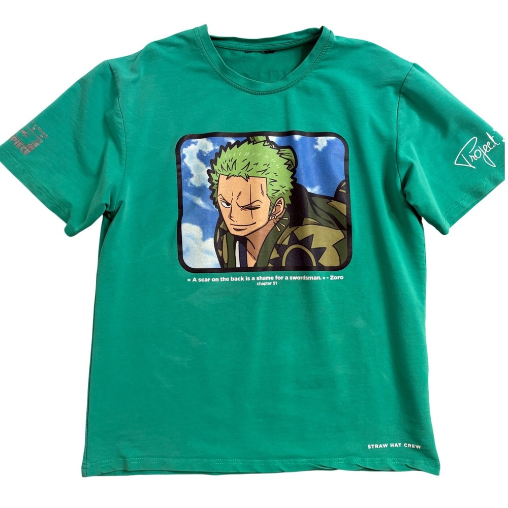 Project X Paris One Piece Roronoa Zoro Green Graphic T-Shirt Mens Large